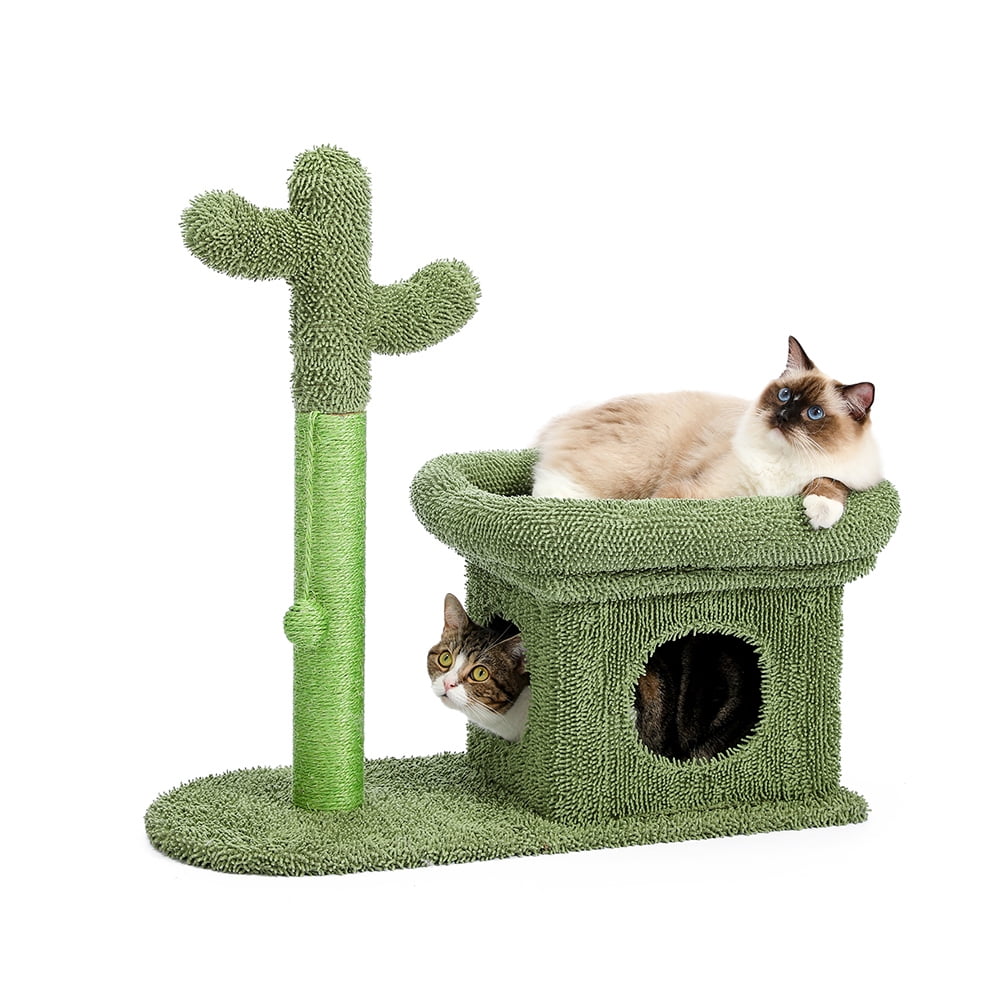 Kepooman Cat Scratching Post Cactus Cat Scratcher with 3 Scratching Poles and Dangling Ball, Green Kepooman Cat Scratching Post Cactus Cat Scratcher with 3 Scratching Poles and Dangling Ball, Green