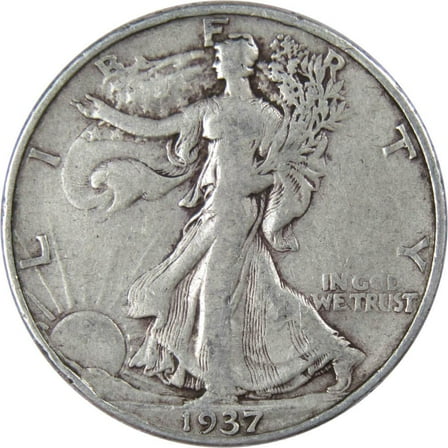 1937 Liberty Walking Half Dollar F Fine 90% Silver 50c US Coin Collectible