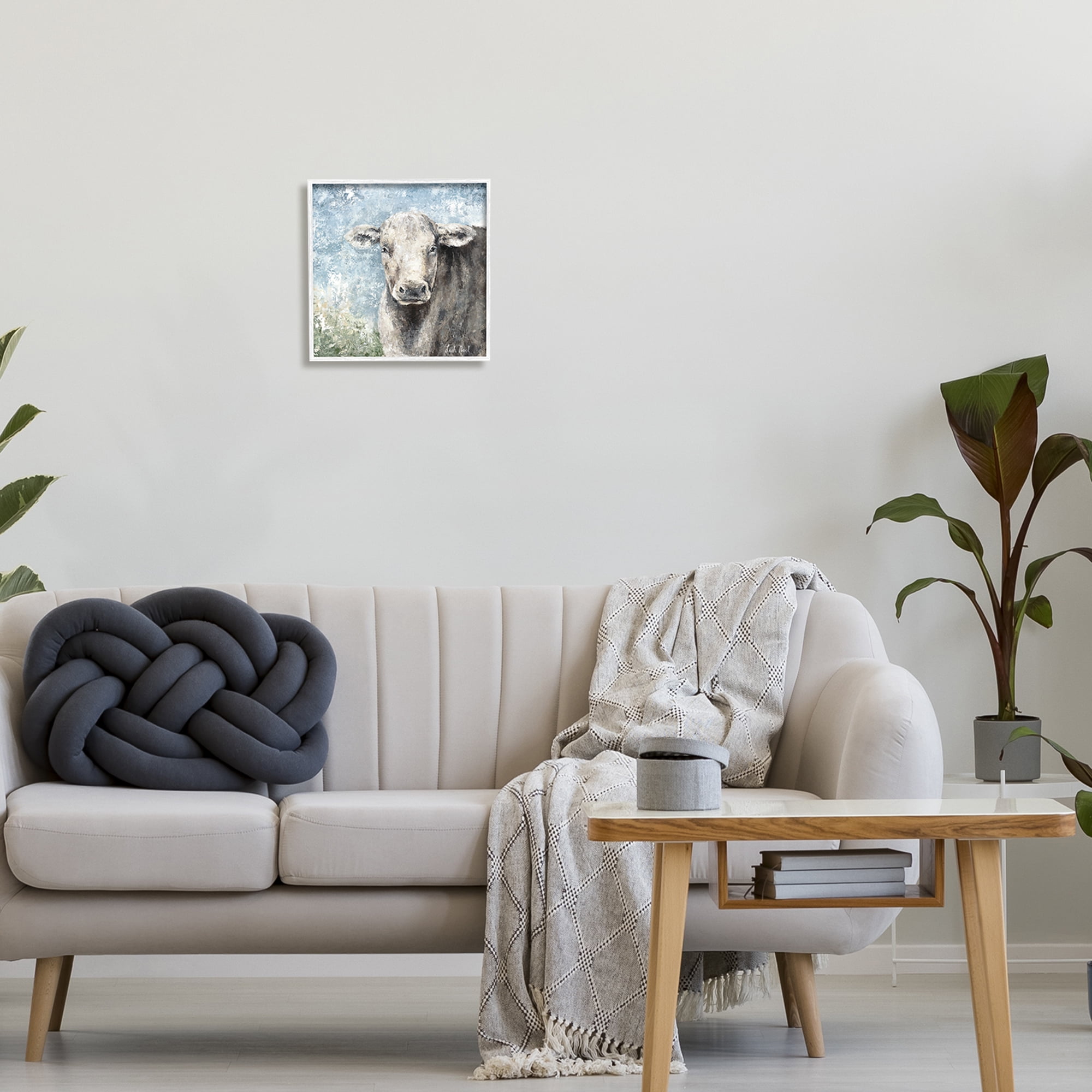 Stupell Industries Abstract Dappled Cow Portrait Animals & Insects Painting White Framed Art Print Wall Art, 12 x 12