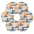 thumbnail image 7 of Yayeee 6 PCS Drink Coasters with Holder Set Woven Absorbent Round Tabletop Hot Pad, Orange Hand Drawn Sailboats, 7 of 7