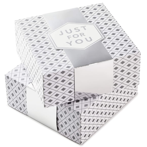 Cajas de regalo Hallmark de 10 pulgadas, grandes, paquete de 2 unidades, color blanco plateado