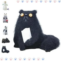 Wool Felt Familiars- Quirky Handmade Companions, Anxious Mother Opossum Handmade Wool Felt Big Big-Eyed Cat & Opossum Figurines, Unique Mini Animal Decor, Collectibles (A)