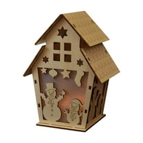 AuroraX Personalized Diy Christmas Decoration Lights Up Contemporary Decorative Figurines Neutral Wooden House for Birthday,Xmas Gifts,Home Decor,Kid