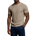thumbnail image 2 of Qiyinn Men Summer Short Sleeve T Shirt Slim Fit Crew Neck Solid Color with Vertical Texture Casual Breathable Top for Young Adults, 2 of 8