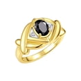 thumbnail image 3 of RYLOS Rings for Women 14K Gold Plated Silver Ring XOXO Hugs & Kisses 7X5MM Gemstone & Diamond October Onyx Jewelry Size 5, 3 of 7