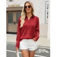 thumbnail image 4 of Zeagoo Womens Satin Blouse Long Sleeve V Neck Shirts Dressy Casual Button Down Business Shirts With Pockets, 4 of 6
