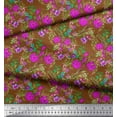 thumbnail image 3 of Soimoi Satin Silk Fabric Leaves & Azalea Floral Decor Fabric Printed Yard 42 Inch Wide, 3 of 3