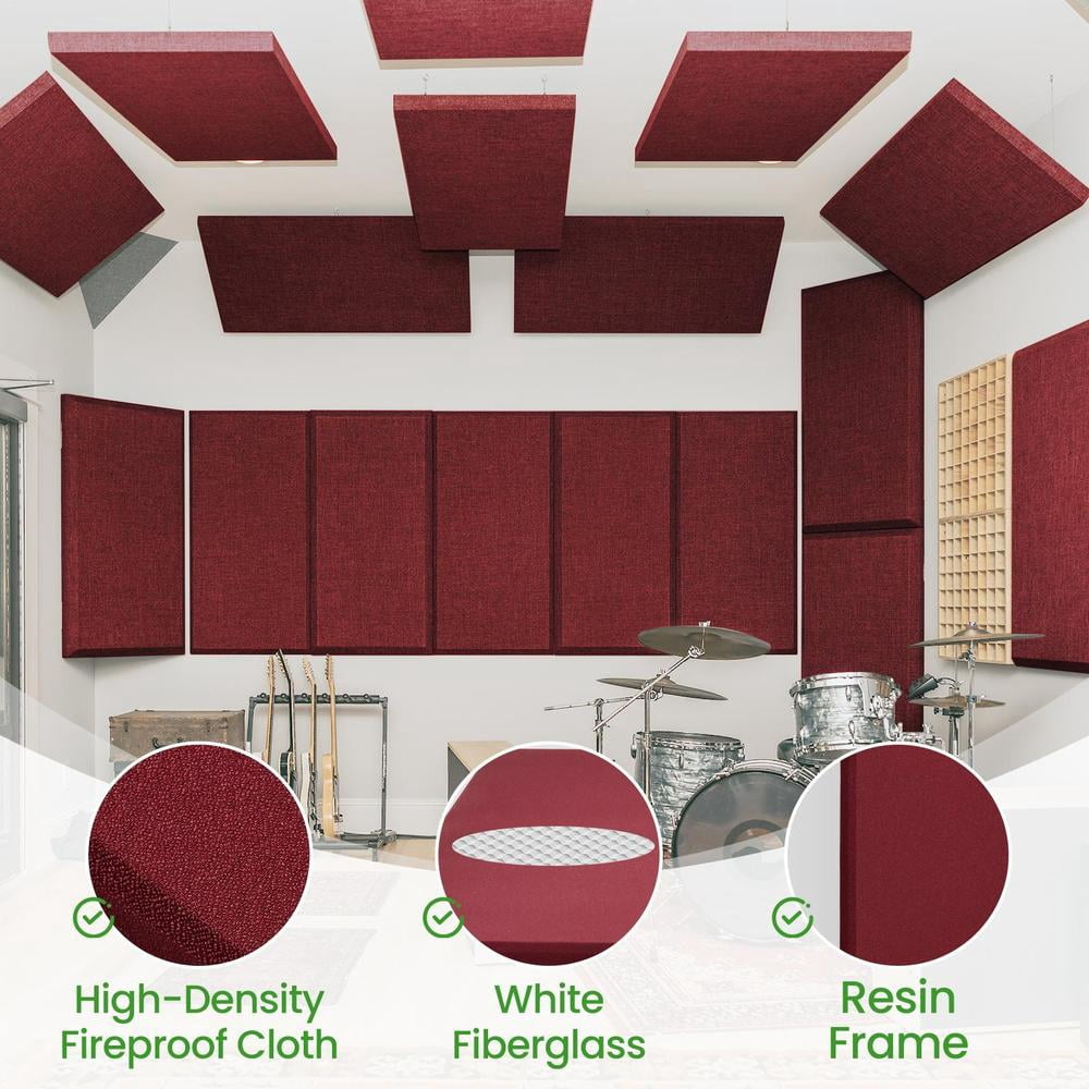 1” Thick Acoustic Panels, 2 Pack 47.2” x 23.6” Fiberglass Sound Absorbing Panels for Home Theater Office Wall, Gray