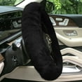 thumbnail image 3 of FH Group 14.5-15.5" Doe16 Black Faux Rabbit Fur Steering Wheel Cover with Air Freshener, 3 of 6