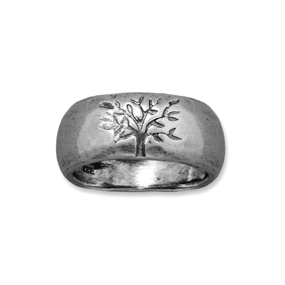 925 Sterling Silver Oxidized Tree of Life Ring Band 9mm Wide Size 6 Ring for Women and Men
