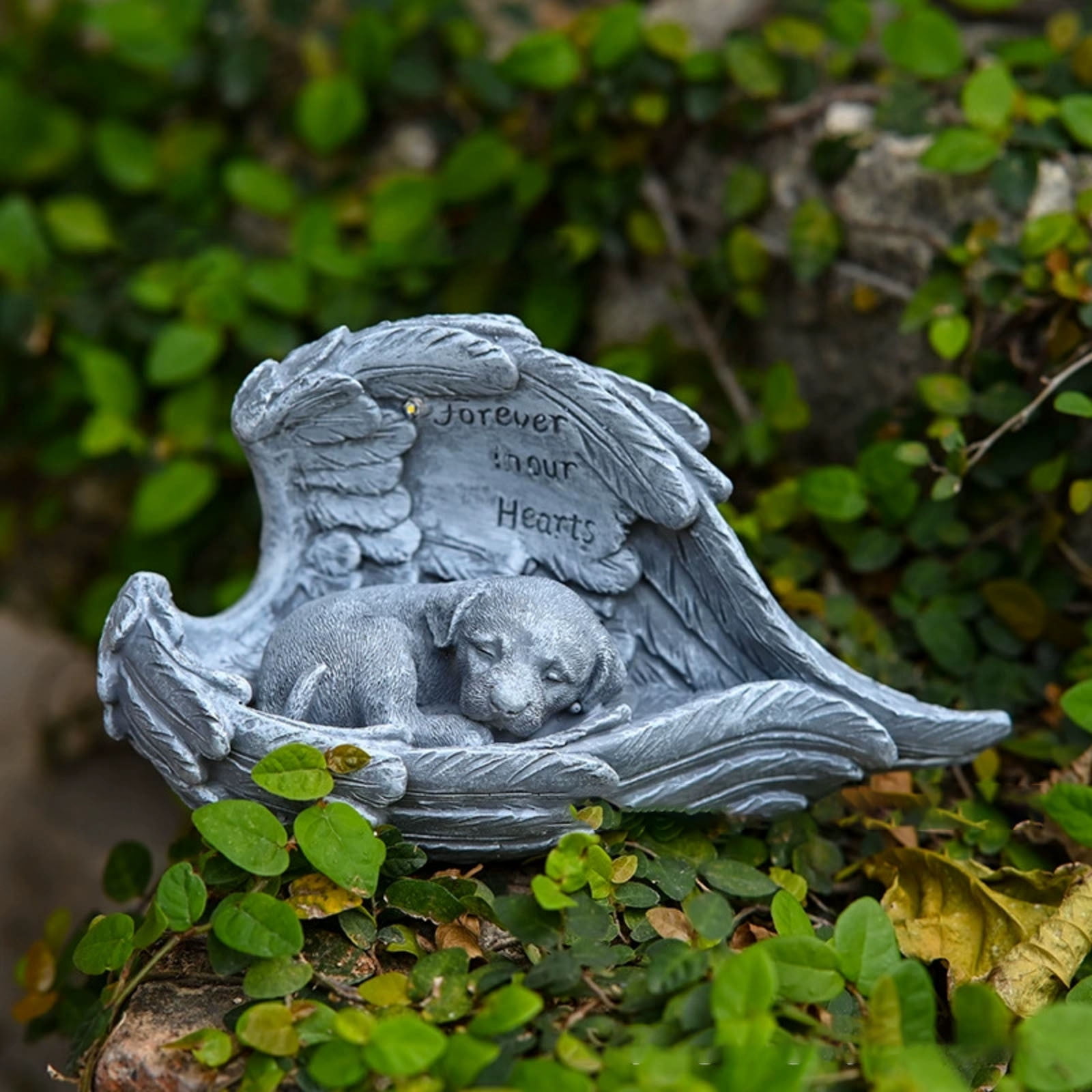 Pet Dog Solar Garden Memorial Statue - Outdoor Resin Angel Puppy with Solar Light, Guardian Angel Puppy Memorial Gift for Patio, Lawn, Yard, Garden Decor