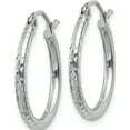 thumbnail image 3 of 14K White Gold Diamond-Cut 2mm Round Tube Hoop Earrings (20 X 2) Made In Peru tc222, 3 of 6
