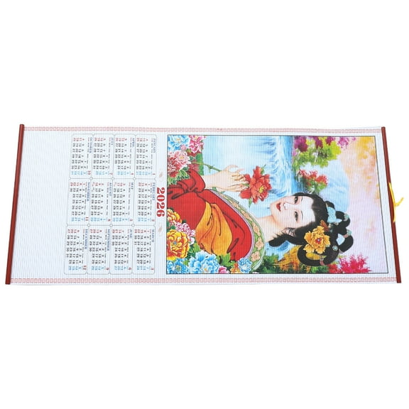 Pretyzoom 2026 Chinese New Year Hanging Calendar Horse Year Lunar Wall Decoration