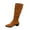 Brown, variant on Lovskoo 2024 Cowboy Boots for Women Faux Suede Chunky Stacked Heel Pointed Toe Fall Winter Flock Solid Color Middle Heels Knee High Boot Brown