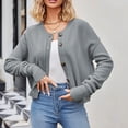 thumbnail image 4 of VISALY Cropped Cardigan Chunky Cardigan Sweaters Long Cardigans for Women Buttons Open Front Long Sleeves Lightweight Fall Sweaters Cardigan Sweaters Cable Knit Cardigan Grey S, 4 of 7