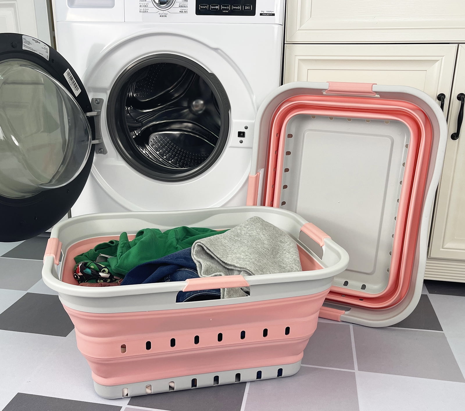 SAMMART 42L (11 gallon) Collapsible Plastic Laundry Basket - Foldable Pop Up Storage Container/Organizer - Space Saving Hamper/Basket