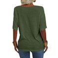 thumbnail image 5 of Women's Short Sleeve T-shirt Women'S 3/4 Sleeve Shirts V Neck Loose Fitting Tops Casual Solid Color Tshirts Trendy Basic Tunic Summer Ladies Tops,Green Women's Short sleeve T-shirt M, 5 of 7