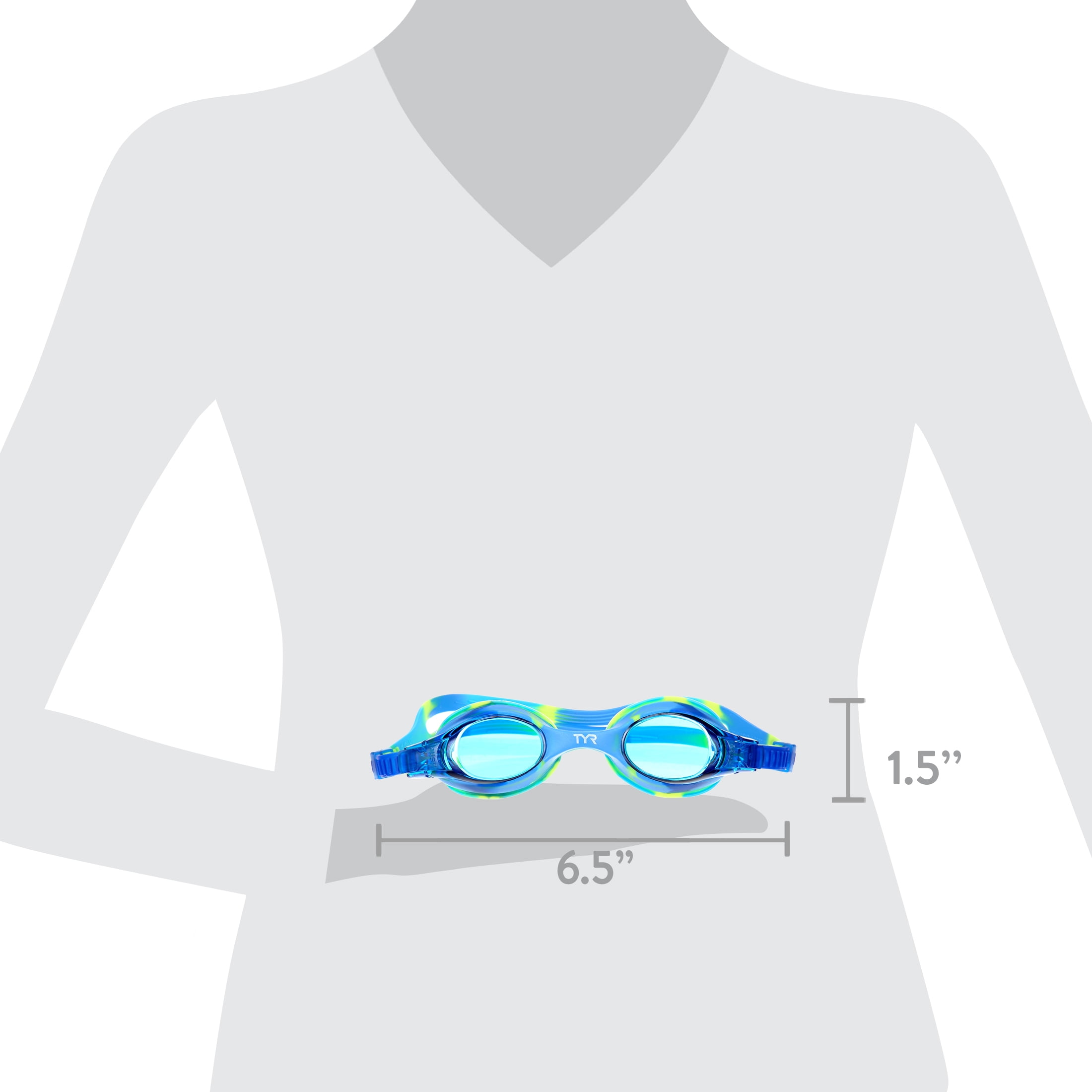 TYR Swimple Kids' Swim Goggles – Youth Goggles with Anti-Fog, UV Protection, Adjustable Fit, Blue/Green