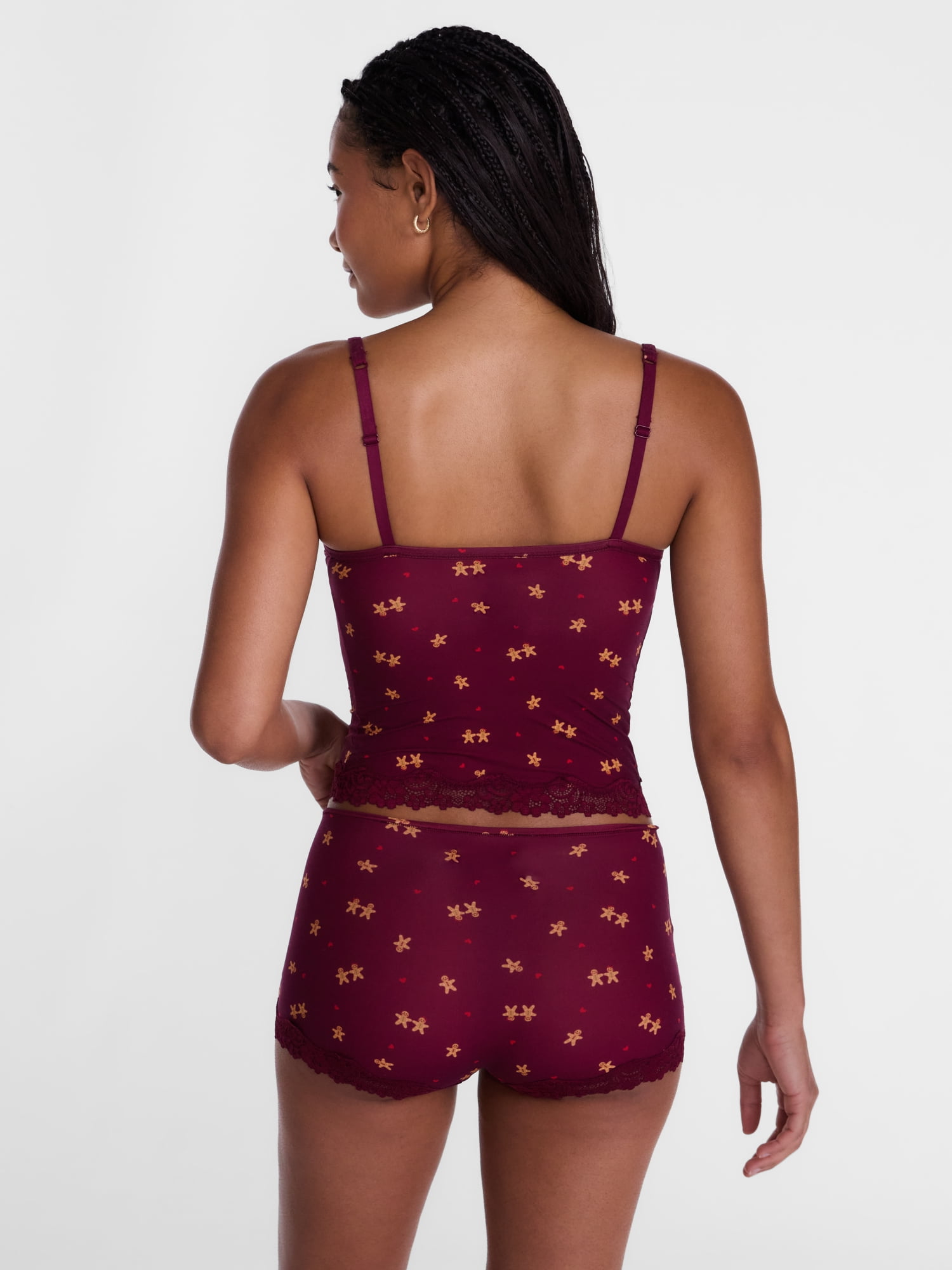 No Boundaries Fit Stretch Lace Trim Cami and Shorts Pajama Set, 2-Piece, Women's XS-XXXL