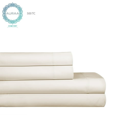 Pima Cotton Sheets - Auraa Comfort 500 TC 100% Pima Cotton 4 Pc King Sheet Set