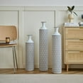thumbnail image 6 of Floor Metal Vase Decoration White Metal Vase 3-Piece Set Luxurious Home Decor Large Glazed Metal Vase 24inch / 28.7inch / 33.5inch High RR, 6 of 10