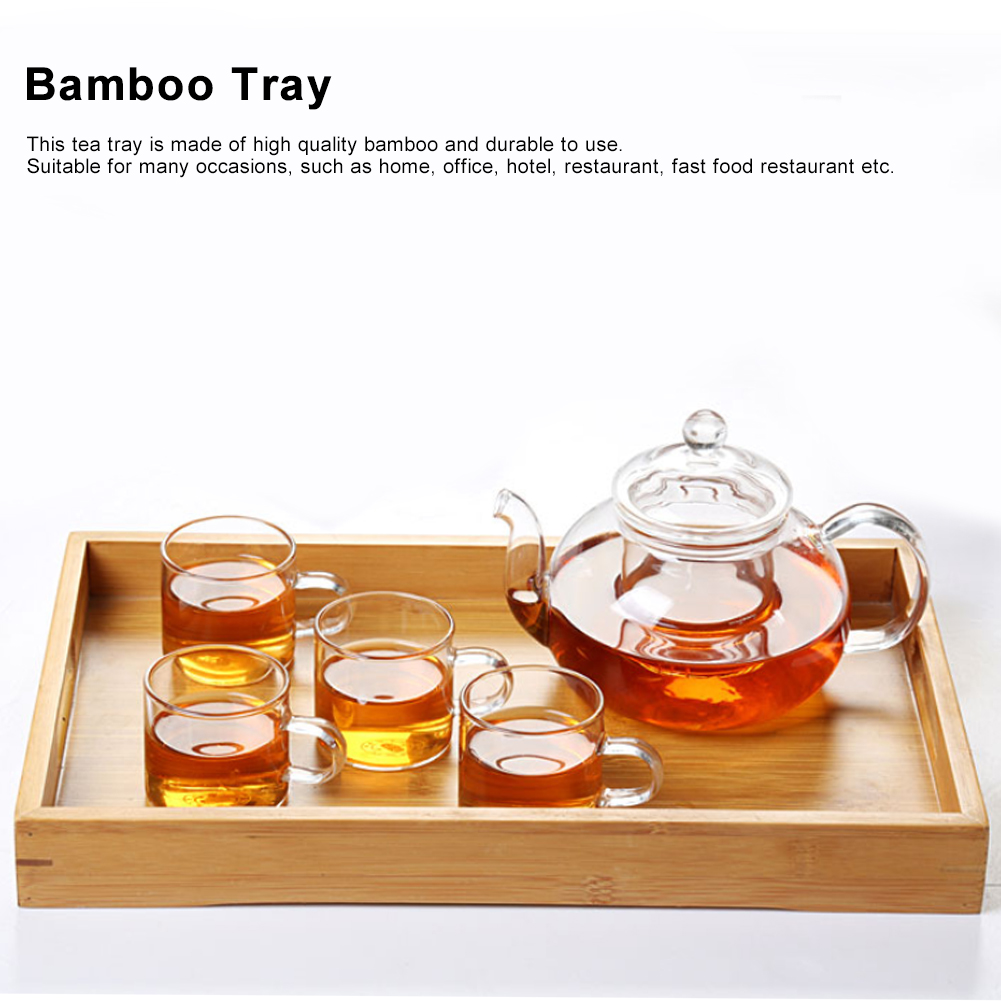 Agatige Bamboo Tea Tray Chinese Tea Cup Serving Table For Teahouse Home  Office,,Bamboo Tray