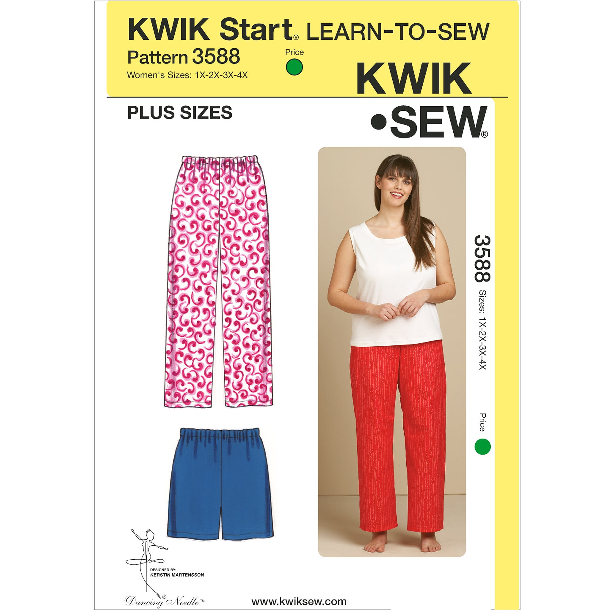 Kwik Sew Pattern Sleep Pants and Shorts, (1X, 2X, 3X, 4X)