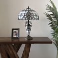thumbnail image 6 of Tiffany Table Lamp White Stained Glass Shade Shade Base Baroque Style Lavender LED Bulbs Included for Living Room Bedroom Bedside 16"W*16"D*24"H, 6 of 7