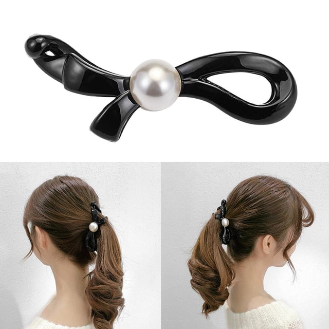 Pinza para el pelo de plátano con perlas para mujer Colcomx Pasador de pinzas para el cabello de plátano