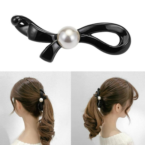Pinza para el pelo de plátano con perlas para mujer Colcomx Pasador de pinzas para el cabello de plátano
