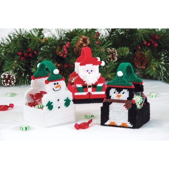 Mary Maxim Plastic Canvas Basket Kit 4"-Christmas Treats (7 Count)