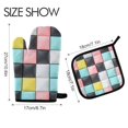 thumbnail image 2 of Yayeee Oven Mitts and Pot Holder Set of 4 Heat Resistant Kitchen Gloves Baking Hot Pad, Gray Checkered Pattern, 2 of 5