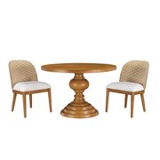My Texas House Perry Round Dining Table with Warm Brown Finish and Pedestal Base