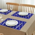 thumbnail image 3 of Blue Geometric Quatrefoil Pattern Summer Placemats Table Placemats Set Of 4-Linen Kitchen Washable Placemats Table Mats 11.8"x17.7" Non-Slip Heat Resistant, 3 of 6