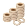 thumbnail image 1 of Unique Bargains 20Pack 50mm(2') Natural Wood Rings, 10mm Smooth Unfinished Wooden Circles, 1 of 7