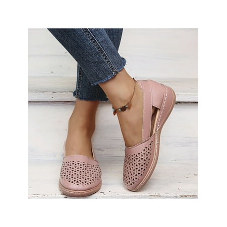 

Omagie Women Flat Shoes Slip on Round Toe Breathable Wide Width Comfy Loafer Shoes Size 9