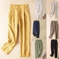 thumbnail image 1 of Sentmoon Linen Pants Women Petite Solid Color High Elastic Waist Women Trouser Pants Plus Size Loose Fit Summer Stretch Pants for Women for Working Out and Gym, 1 of 7