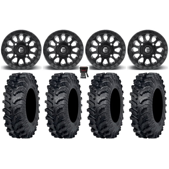 Fuel Vector 14" Wheels Black 30" MT911 Tires Kawasaki Teryx Mule