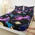 thumbnail image 3 of Castle Fairy Kawaii Magical Dragon 3Pcs Twin Sheet Sets Preppy Boys Girls,Galaxy Universe Twin Fitted Sheet,Starry Sky Breathable Flat Sheet,Super Cozy Room Decor, 3 of 7