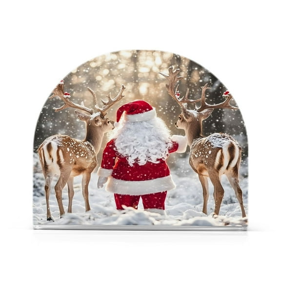 Ryvnso Christmas Santa Claus Deers Acrylic Napkin Holder Table Kitchen Paper Tissue Organization