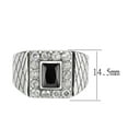 thumbnail image 2 of Mens Ring Rectangle Squared Stainless Steel Ring with AAA Grade CZ in Jet, 2 of 8