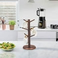 thumbnail image 6 of Mug HangerTre, Coffee Cup Holder with 6 Hooks, Wood Coffee Mug Holder for Counter, Coffee Bar Accessories and Decor,Coffee Organizer Station (Walnut), 6 of 7