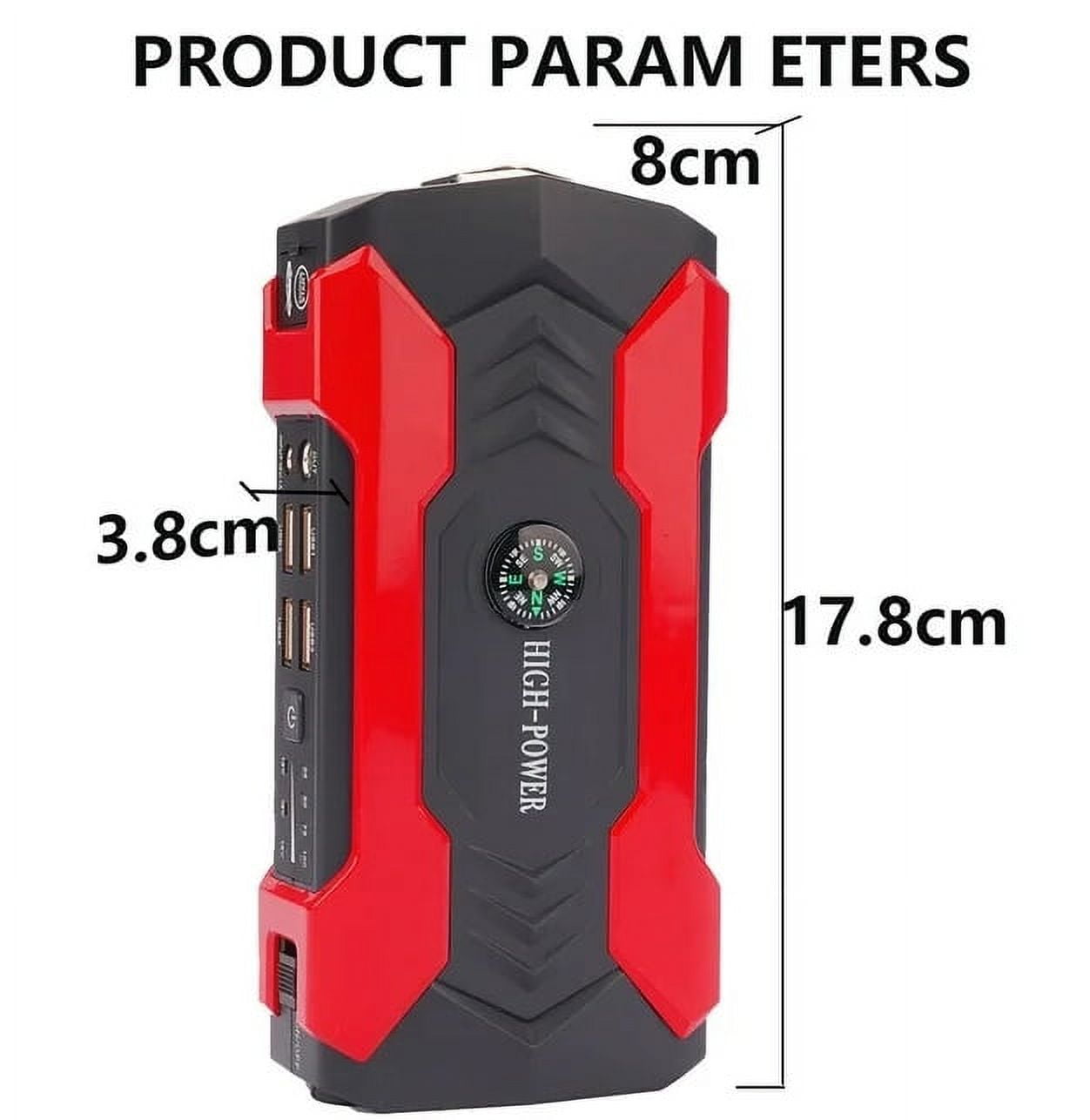 99800mah Car Jump Starter, Peak Car Battery Charger, 12V Jump Box Jumper Battery Pack, Portable Charger, Emergency LED Light, Escape Safty Hammer, Compass
