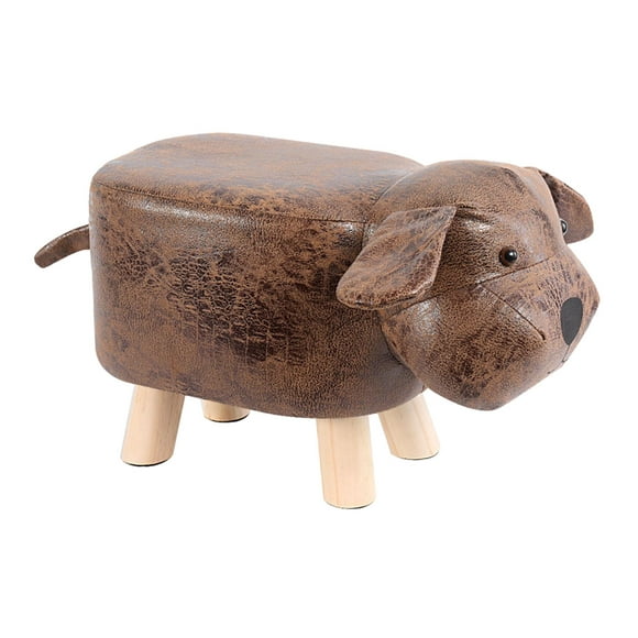 GROWTH TANK Animal Footstool Bench Cartoon Step Stool Solid Wood Support Stool Foot Rest for Brown