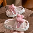 thumbnail image 3 of Luogg Girls Slippers For Kids Cute Cartoon Bow Design Breathable Linen Slippers Indoor Comfortable Soft Sole Toddler Girls Boys Home Footwear kids slippers for girls Size 7-8 Years, 3 of 5