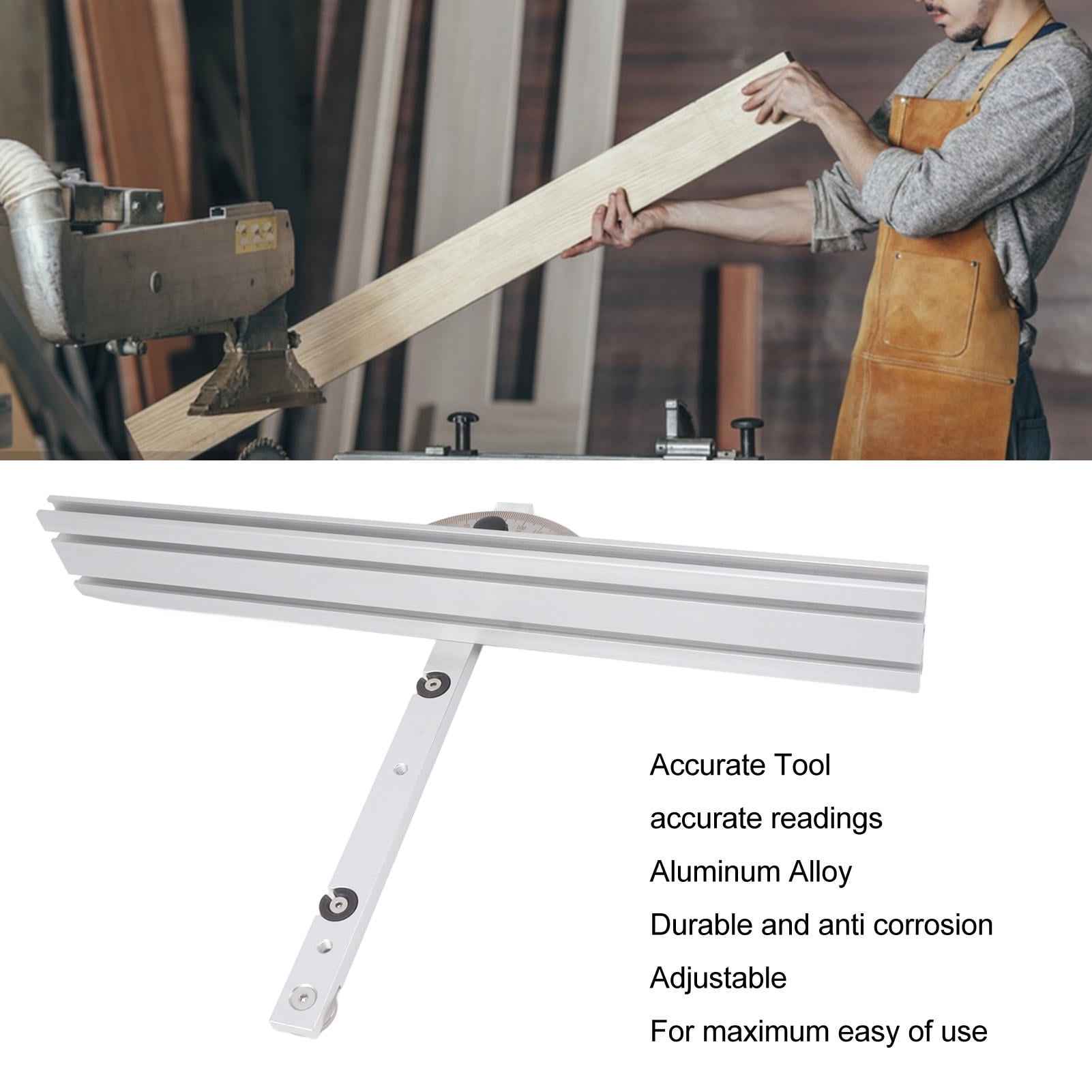 Yajisi Aluminum Alloy Angle Protractor & Ruler – 4.33"×19.69" Durable, Safe‑Edge, Flexible Arm for Carpentry, Engineering & DIY