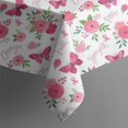 thumbnail image 5 of White Pink Butterfly Flower Pattern Square Tablecloth,Waterproof Square Table Cover,Wipeable Spillproof Washable Table Cover for Home Kitchen Party Decor 60"x60"(152x152cm), 5 of 6
