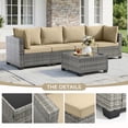 thumbnail image 4 of Ebello 7-Piece Modular Conversation Set, Outdoor Patio Sectional Sofa with Glass Coffee Table, Rattan Garden Furniture, GKH(Khaki), 4 of 12