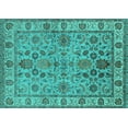 thumbnail image 1 of Ahgly Company Machine Washable Indoor Rectangle Oriental Turquoise Blue Industrial Area Rugs, 8' x 10', 1 of 4