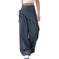 thumbnail image 3 of Women Wide Leg Baggy Flowy High Waisted Pants Loose Fit Casual Cozy Cute Y2k Trousers Gray L, 3 of 10